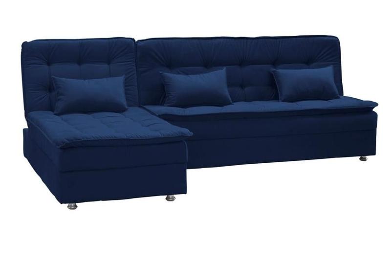 Imagem de Sofá Cama Reclinável 3 Lugares e Chaise Penélope Azul Matrix