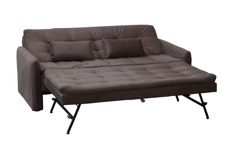 Sofá Cama Reclinável com cama Auxiliar Madalena - New chumbo light Menor preço em Sofá Cama Reclinável com cama Auxiliar Madalena - New chumbo light