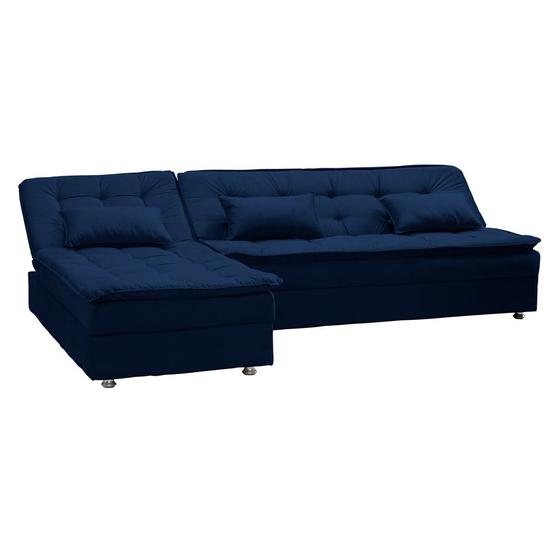 Sofá Cama Reclinavel com Chaise Penélope Azul Marinho B 254 Matrix Menor preço em Sofá Cama Reclinavel com Chaise Penélope Azul Marinho B 254 Matrix