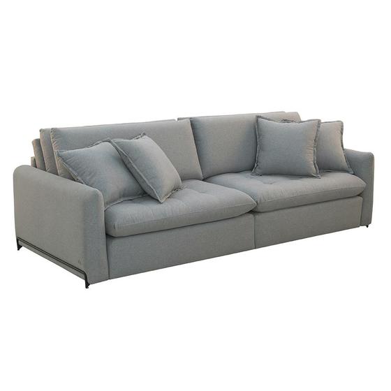 Imagem de Sofá Cama Retrátil Para Sala de Estar 3 Lugares 230cm Lee T03 Linho Cinza Urano - Lyam Decor