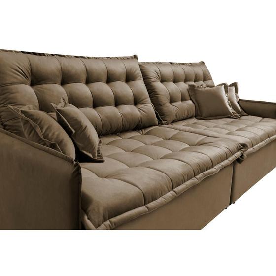 Imagem de Sofá Cama Retrátil Reclinável 2,55m Cama inBox Versátil com Pillow Top e Molas Velusoft Castor