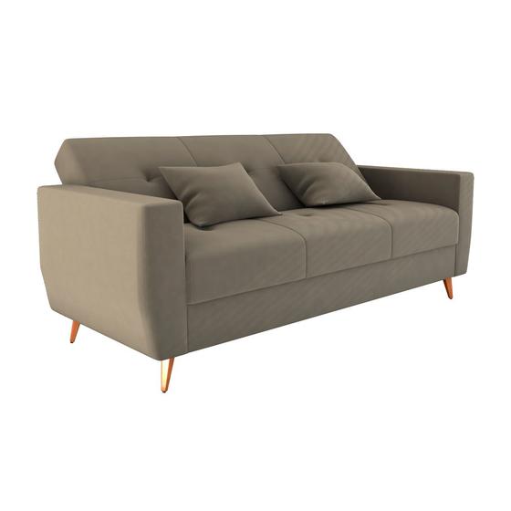 Imagem de Sofá Cama Rocoo 205cm Reclinável Veludo Capuccino - Sallar Home