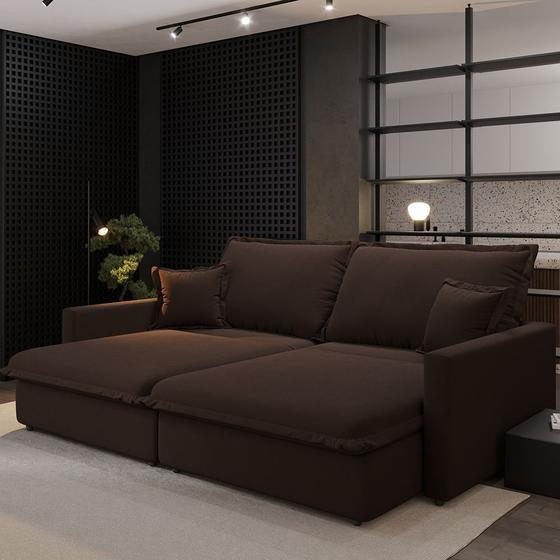 Sofá-cama sem Caixa Portland Retrátil com Molas Ensacadas 4 Lugares Suede Marrom 214cm Menor preço em Sofá-cama sem Caixa Portland Retrátil com Molas Ensacadas 4 Lugares Suede Marrom 214cm