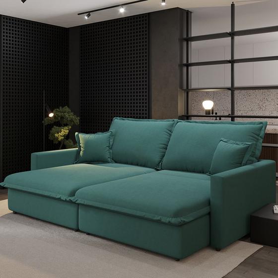 Sofá-cama sem Caixa Portland Retrátil com Molas Ensacadas 4 Lugares Suede Suculenta 214cm Menor preço em Sofá-cama sem Caixa Portland Retrátil com Molas Ensacadas 4 Lugares Suede Suculenta 214cm