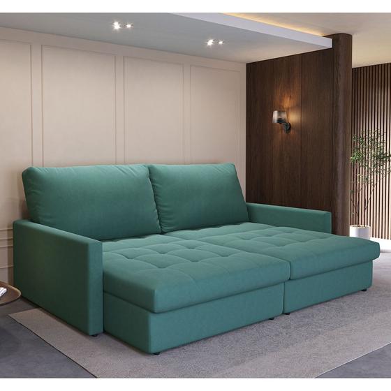Sofácama Valência Retrátil com Molas Ensacadas 4 Lugares Suede