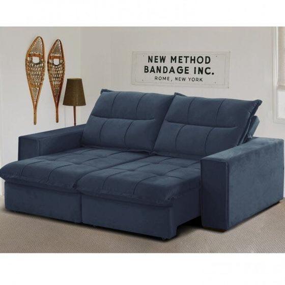 Sofá Campus Retrátil e Reclinável 3 Lugares 204cm Veludo Liso Gralha