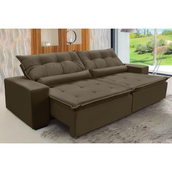 Sofá canadá retratil e reclinavel 2,32 mts suede capuccino sd estofados