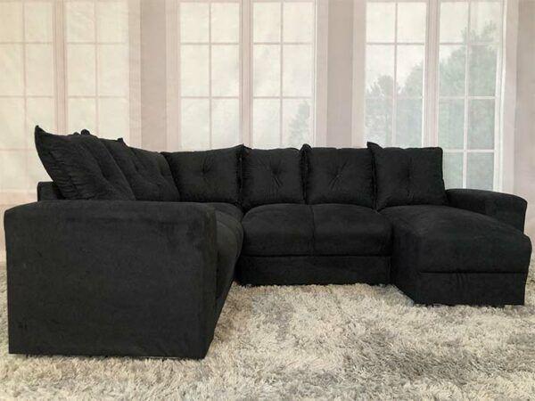 Imagem de Sofá Canto Austria com chaise Cor: Preto