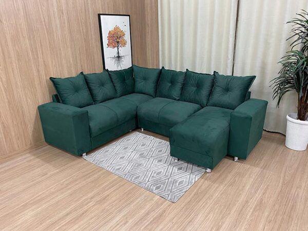 Imagem de Sofá Canto com chaise Verde 6 Lugares