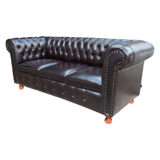 Imagem de Sofá capitonê chesterfield luiz xv 1.80m courano café  - barbearia - escritório - sala de estar - casa - studio