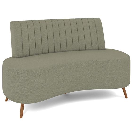 Imagem de Sofá Chaise Living 2 Lugares 135cm Para Sala Cayman K01 Bouclê Verde - Lyam Decor