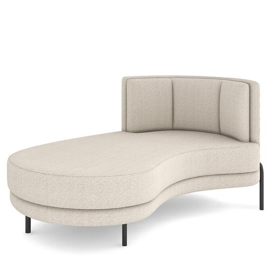 Imagem de Sofá Chaise Longue Sala de Estar Living Lucca Esquerdo D02 Bouclê Creme B-54 - Lyam Decor