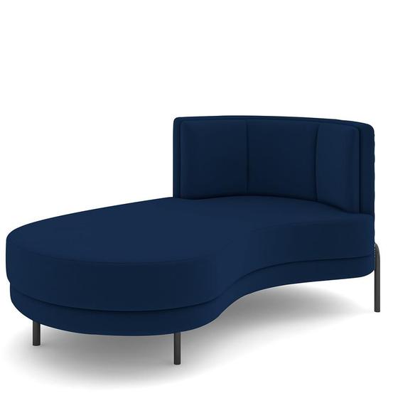 Imagem de Sofá Chaise Longue Sala de Estar Living Lucca Esquerdo D02 Veludo Azul Marinho C-304 - Lyam Decor