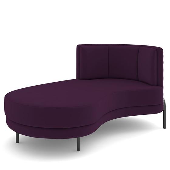 Imagem de Sofá Chaise Longue Sala de Estar Living Lucca Esquerdo D02 Veludo Roxo C-292 - Lyam Decor