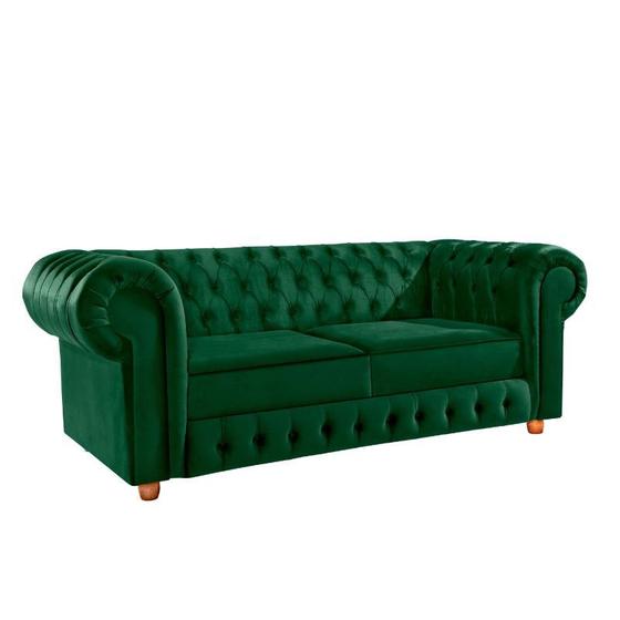Sofá Chesterfield Bourbon Via Encanto Veludo Verde Musgo Sofás