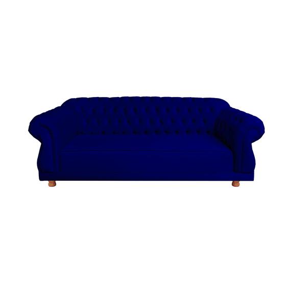 Imagem de Sofá Chesterfield Capitone Elisabeth Suede Azul Marinho 1,80cm