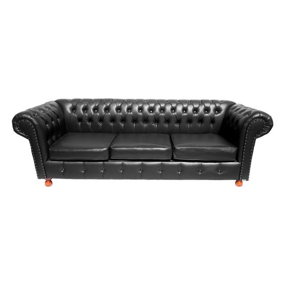 Imagem de Sofá Chesterfield Capitone Luiz XV  2,30cm CORANO PRETO