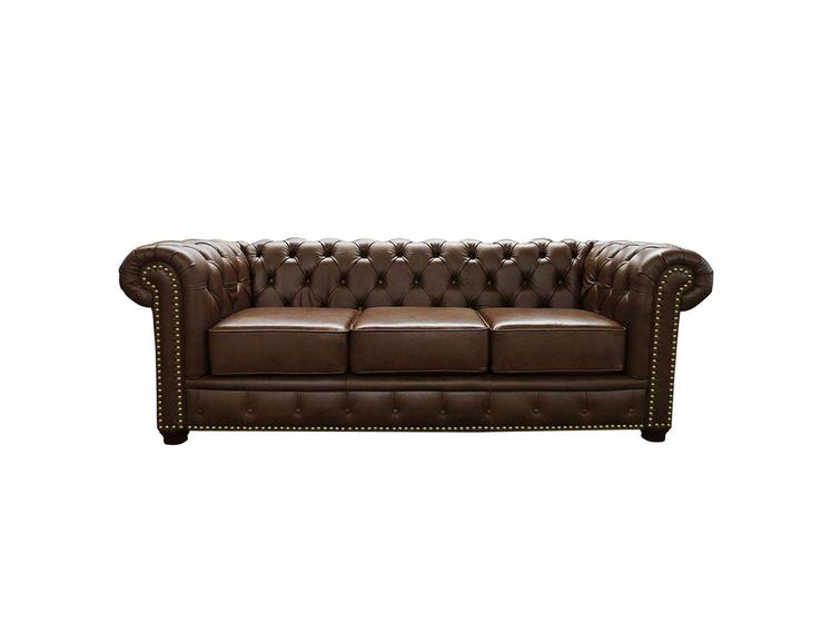 Imagem de Sofá Chesterfield de Couro 3 Lugares Marrom Bicolor - Mempra Design