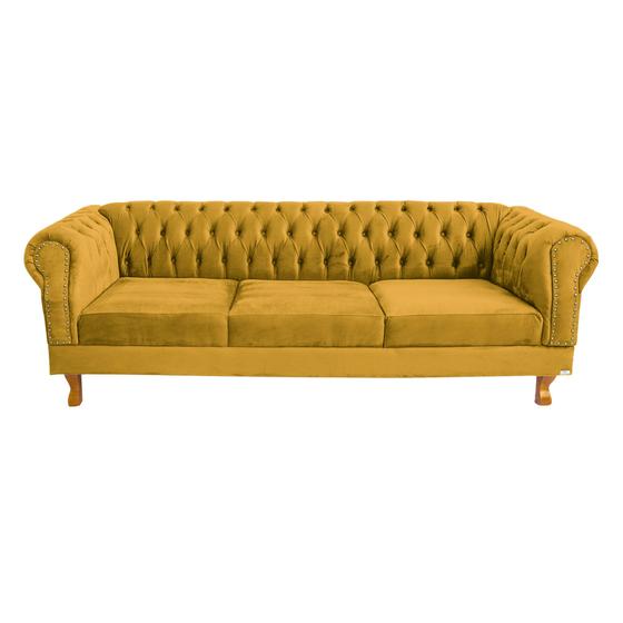 Imagem de Sofá Chesterfield Duque 3 lugares 1,80 - Suede Amarelo / sala de estar, recepção, barbearia