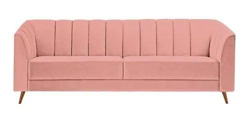 Imagem de Sofá Chesterfield Luxo Camel 3 Lugares Suede Rosa