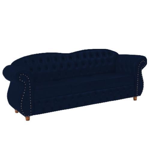 Imagem de Sofá Chesterfield Merlo 3 lugares 1,80 - Suede Azul Marinho / Decoração, recepção, Barbearia, sala tv estar