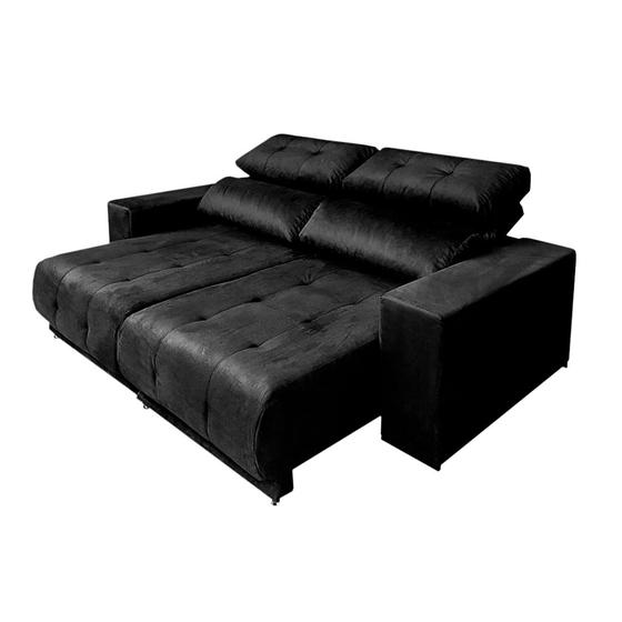 Sofá com 3 Lugares Reclinável e Retrátil New York Suede Preto Menor preço em Sofá com 3 Lugares Reclinável e Retrátil New York Suede Preto