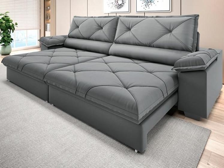 Imagem de Sofá com Carregador USB e Molas no Assento Retrátil Reclinável Nice 2,90m Velosuede - NETSOFAS