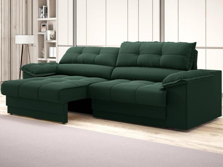 Imagem de Sofá com Carregador USB Retrátil Reclinável Mimo 2,00m Velosuede Verde - NETSOFAS