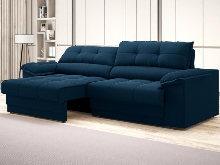 Imagem de Sofá com Carregador USB Retrátil Reclinável Mimo 2,30m Velosuede Petroleo - NETSOFAS