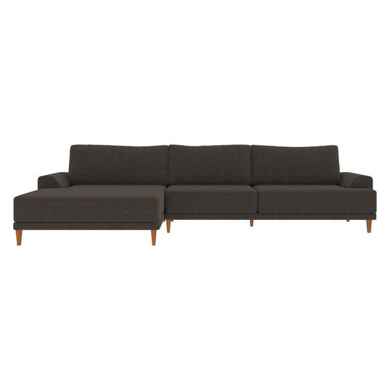 Imagem de Sofá com Chaise Esquerda 324cm Índico Linho Marrom G52 - Gran Belo