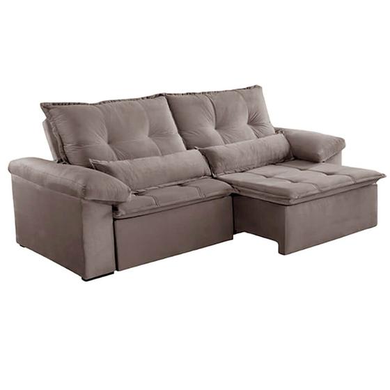 Sofá com Molas 4 Lugares Retrátil e Reclinável Mexico Tecido Veludo