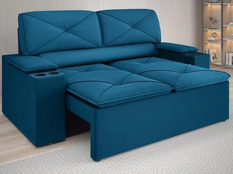 Imagem de Sofá com Porta Copos Retrátil e Reclinável Pop 1,54m Velosuede Royal - NETSOFAS