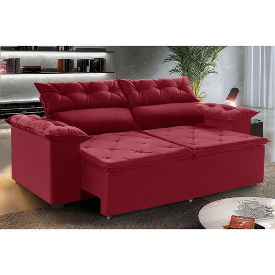 Imagem de Sofá Compact 150Cm Retrátil, Reclinável com molas Vermelho Espirais 5 Posições