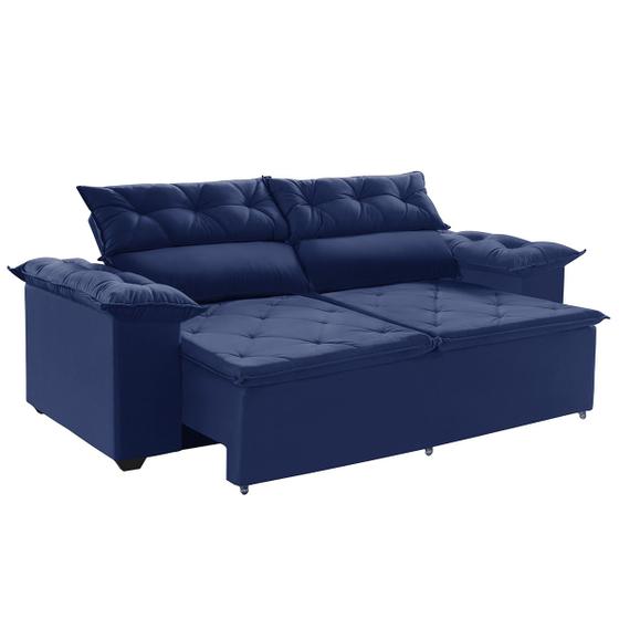 Imagem de Sofá Compact especial 1,5 metros retrátil e reclinável com Molas Espirais Suede Azul - Sofá na Web