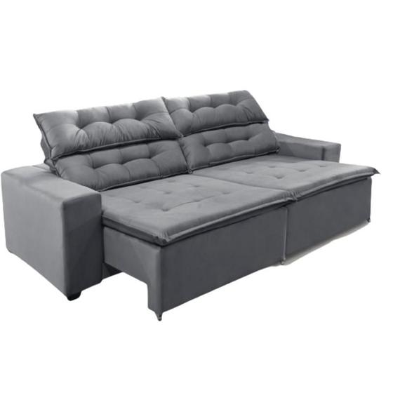 Imagem de Sofá Concept 2 metros Retrátil e reclinável com Molas Suede Ligth Cinza - Sofá na Web