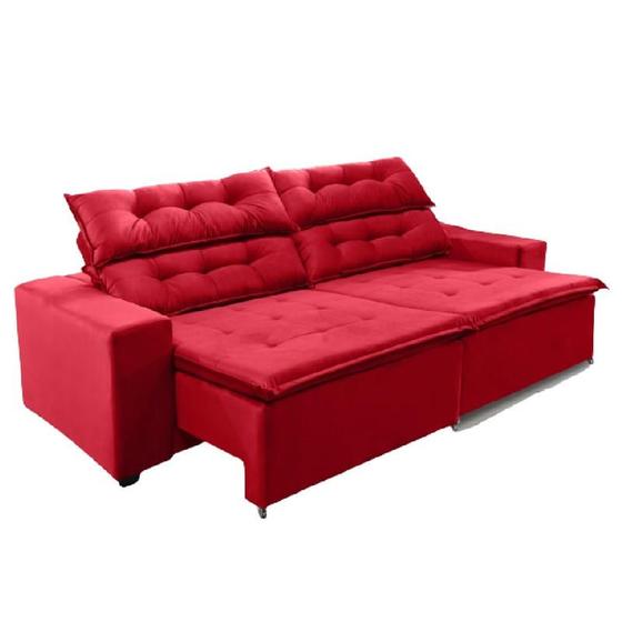 Imagem de Sofá Concept 2 metros Retrátil e reclinável com Molas Suede Ligth Vermelho - Sofá na Web
