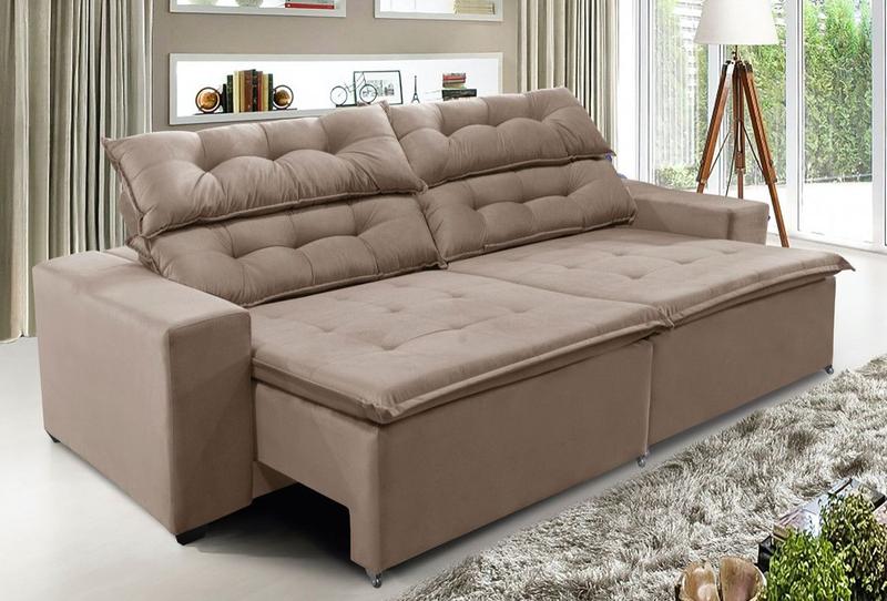Imagem de Sofá Concept 2,00 metros Retrátil e reclinável com Molas Suede Ligth - Sofá na Web