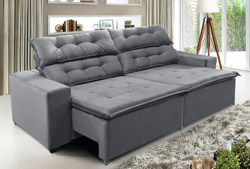 Imagem de Sofá Concept 2,20 metros Retrátil e reclinável com Molas Suede Light -Sofá na Web