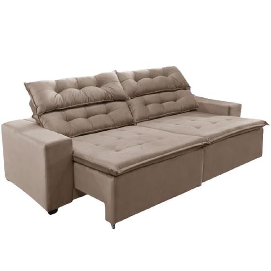 Imagem de Sofá Concept 2,90 metros Retrátil e reclinável com Molas  Suede Light Castor - Sofá na Web