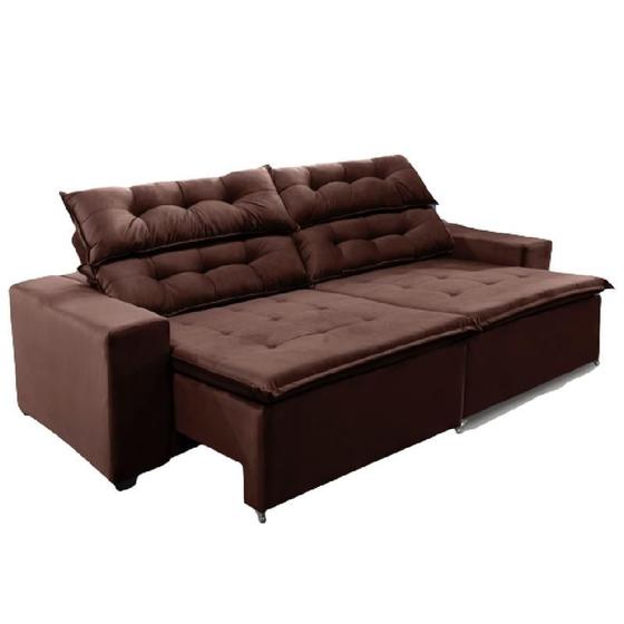 Imagem de Sofá Concept 2,90 metros Retrátil e reclinável com Molas  Suede Light Marrom - Sofá na Web