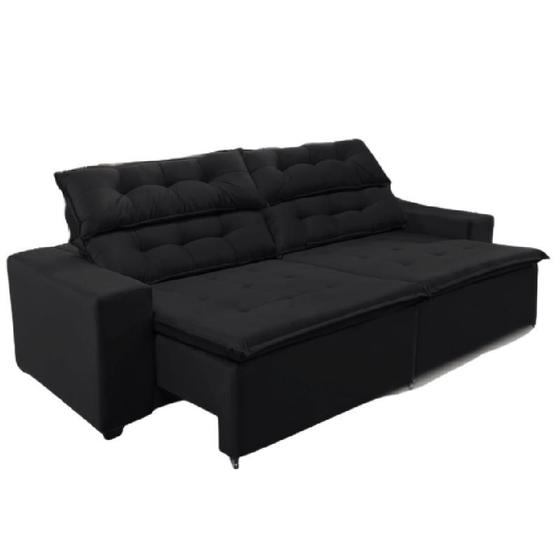 Imagem de Sofá Concept 2,90 metros Retrátil e reclinável com Molas  Suede Light Preto - Sofá na Web