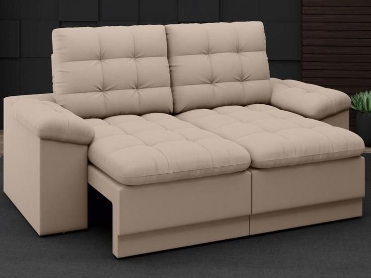 Imagem de Sofá Confort  1,80m Assento Retrátil e Reclinável Velosuede Capuccino - NETSOFAS