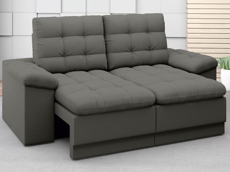 Imagem de Sofá Confort 1,80m Assento Retrátil e Reclinável Velosuede Cinza - NETSOFAS