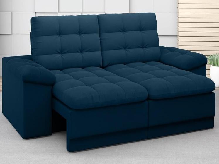 Imagem de Sofá Confort 1,80m Assento Retrátil e Reclinável Velosuede Petróleo - NETSOFAS