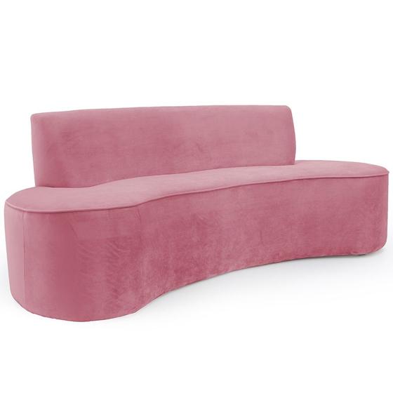 Imagem de Sofá Curvo 02 Lugares 150cm Mônaco Veludo Rosa - Nexta Casa
