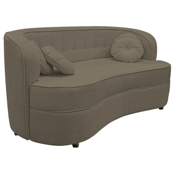 Imagem de Sofá Curvo 2 Lugares Orgânico Sala Recepção Escritório Decorativo Luxo Panamá 140cm Suede Cappuccino