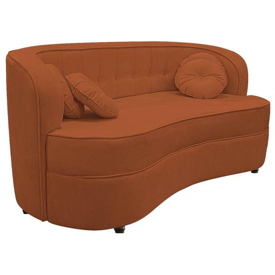 Imagem de Sofá Curvo 2 Lugares Orgânico Sala Recepção Escritório Decorativo Luxo Panamá 160cm Suede Terracota