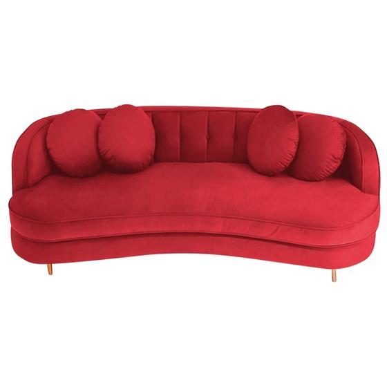 Imagem de Sofá Curvo 2 Lugares Orgânico Sala Recepção Escritório Decorativo Luxo Panamá 160cm Suede Vermelho