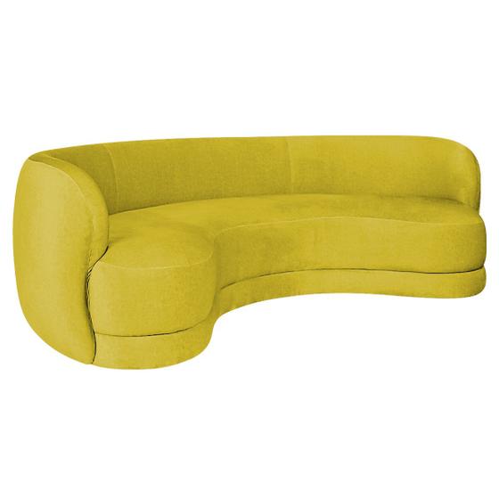 Imagem de Sofá Curvo 2 Lugares Sala De Estar Recepção Noruega 150cm Suede - Amarena Móveis