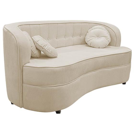 Imagem de Sofá Curvo 3 Lugares Orgânico Sala Recepção Escritório Decorativo Luxo Panamá 185cm Bouclé